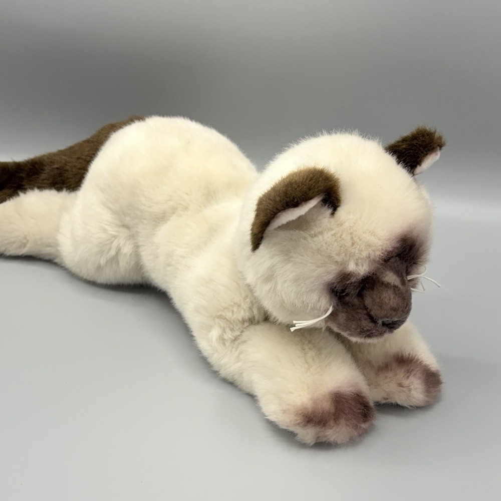 Bearington Cleo Siamese Cat Plush Toy - Realistic Stuffed 17"